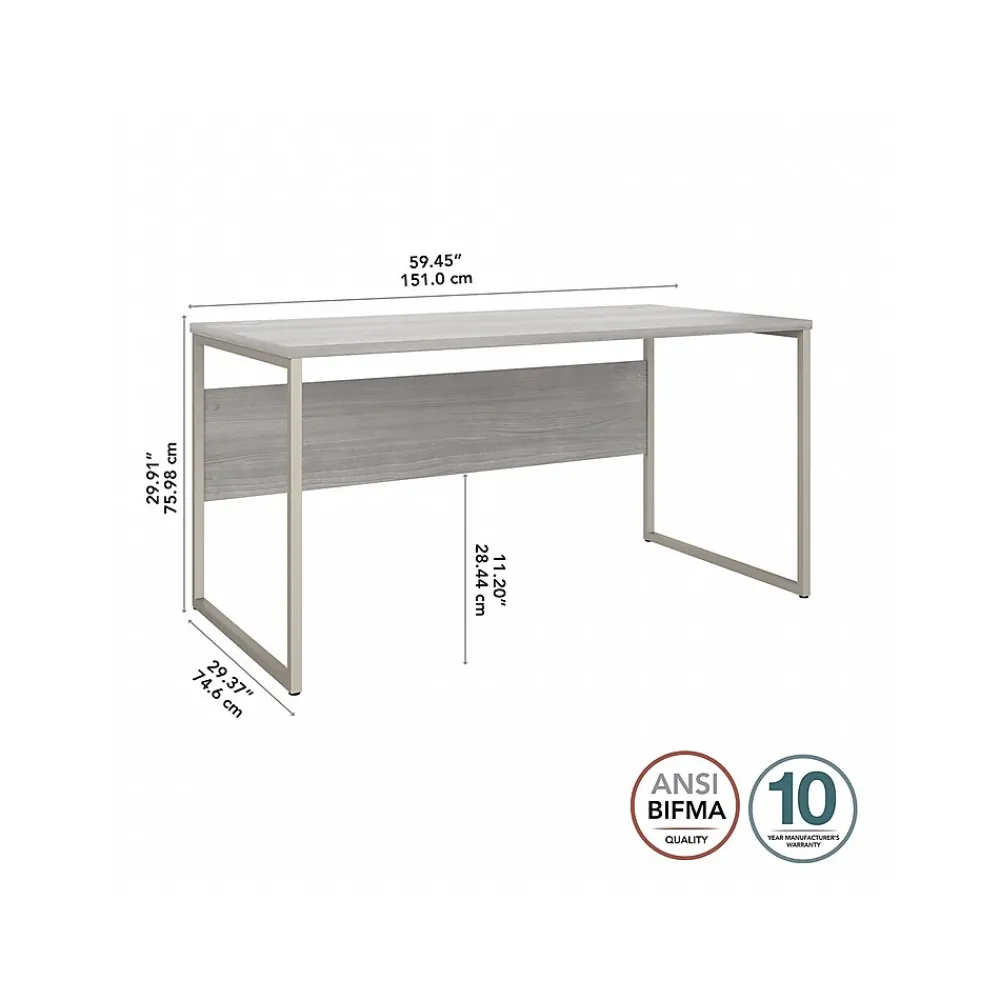 Computer Desks*Bush Business Furniture Hybrid 60"W Computer Table Desk with Metal Legs, (HYD360PG) Platinum Gray