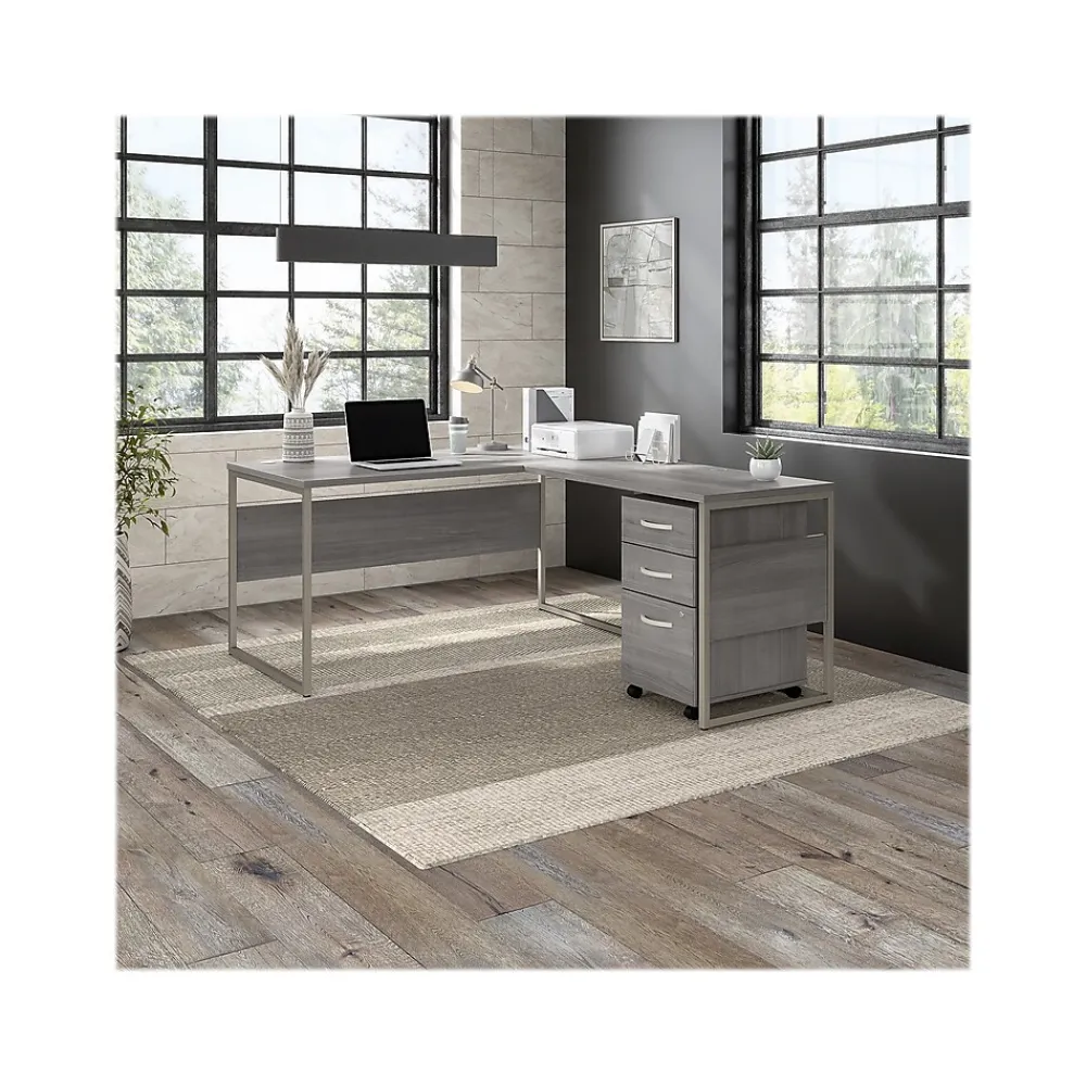 Computer Desks*Bush Business Furniture Hybrid 60"W Computer Table Desk with Metal Legs, (HYD360PG) Platinum Gray