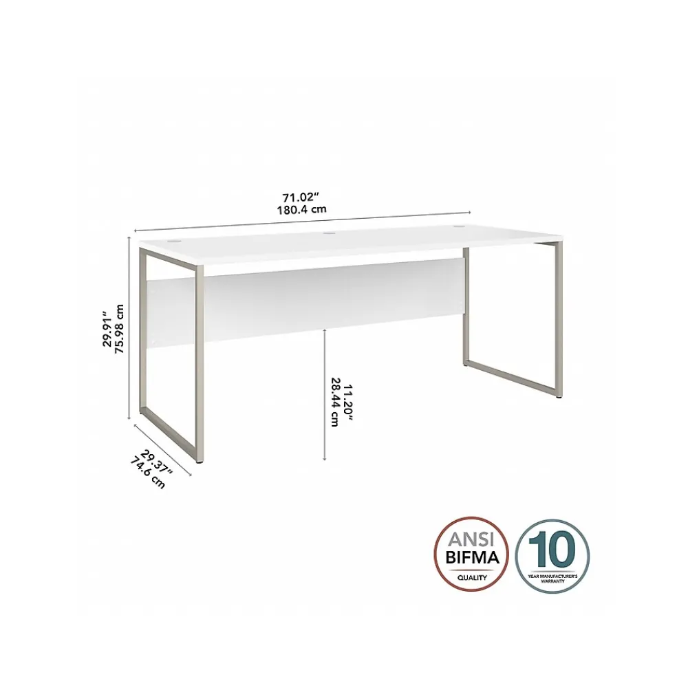 Computer Desks*Bush Business Furniture Hybrid 72"W Computer Table Desk with Metal Legs, (HYD373WH) White