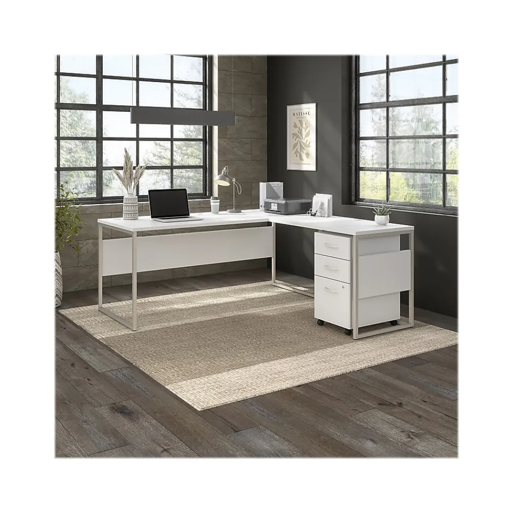 Computer Desks*Bush Business Furniture Hybrid 60"W Computer Table Desk with Metal Legs, (HYD360WH) White