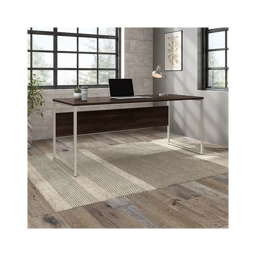 Office Desks*Bush Business Furniture Hybrid 72"W Computer Table Desk with Metal Legs, (HYD373BW) Black Walnut
