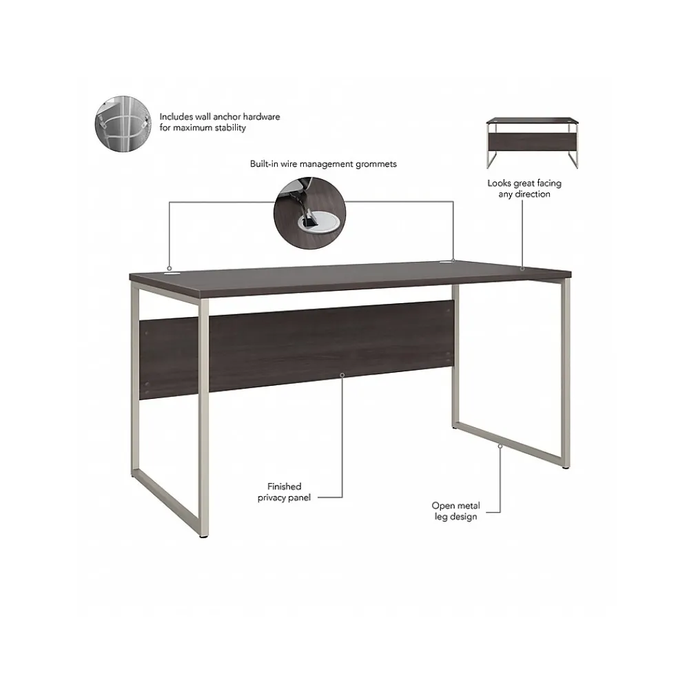 Computer Desks*Bush Business Furniture Hybrid 60"W Computer Table Desk with Metal Legs, (HYD360SG) Storm Gray