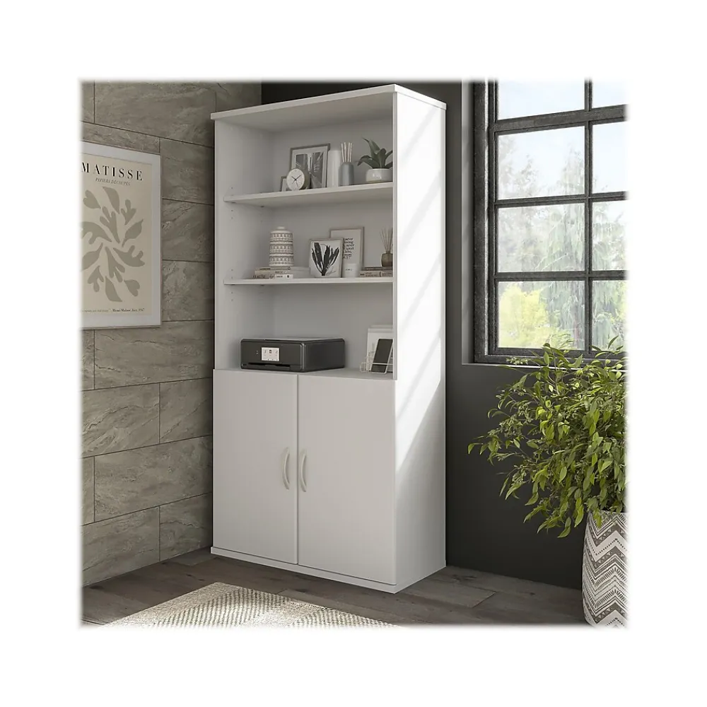 Bookcases*Bush Business Furniture Hybrid 73"H 5-Shelf Bookcase with Adjustable Shelves, Laminated Wood (HYB136WH-Z) White