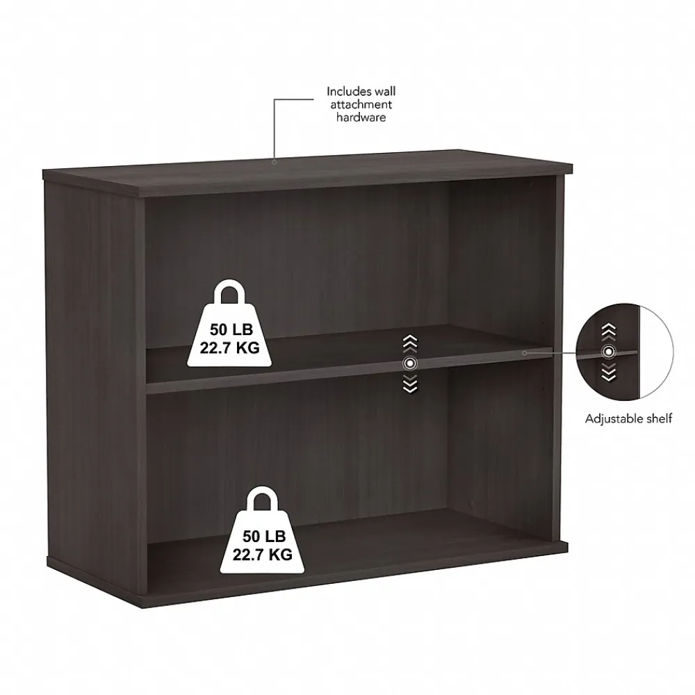 Bookcases*Bush Business Furniture 29"H 2-Shelf Bookcase with Adjustable Shelf, Storm Gray (BK3036SG)