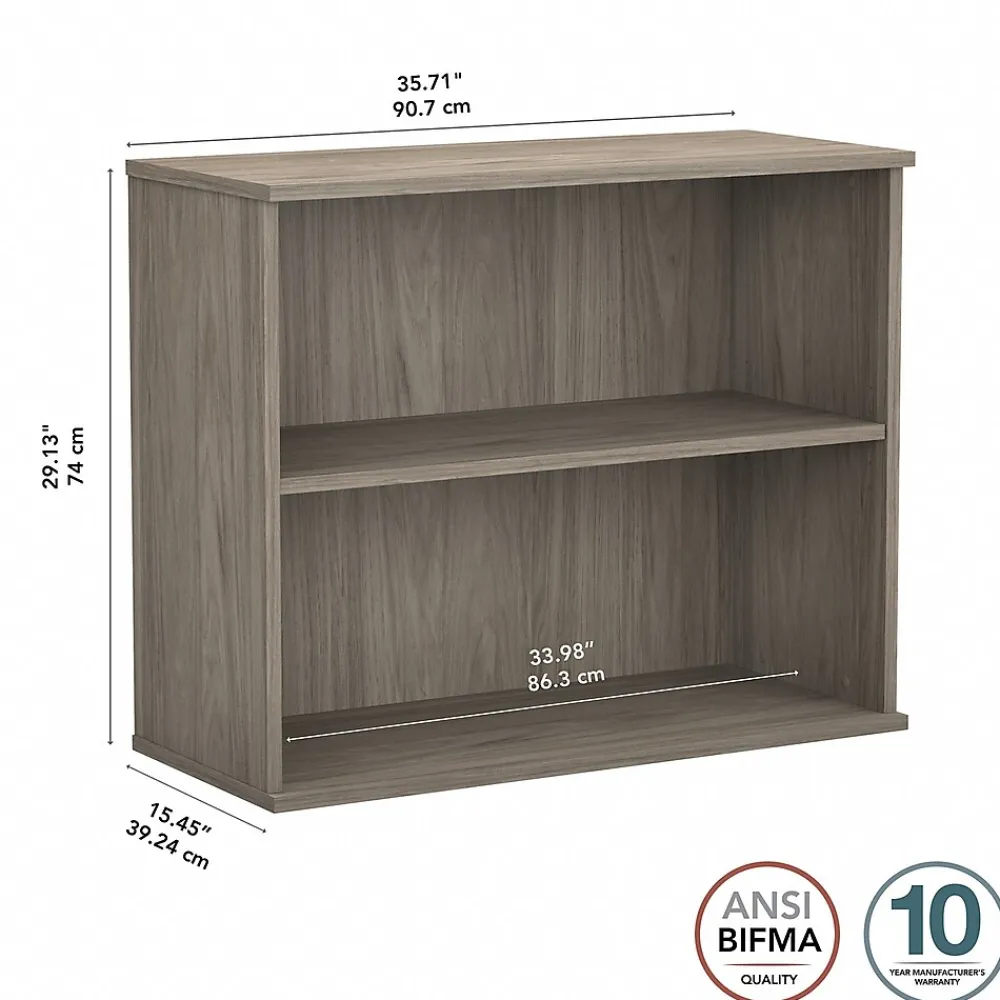 Bookcases*Bush Business Furniture 29"H 2-Shelf Bookcase with Adjustable Shelf, Modern Hickory (BK3036MH)