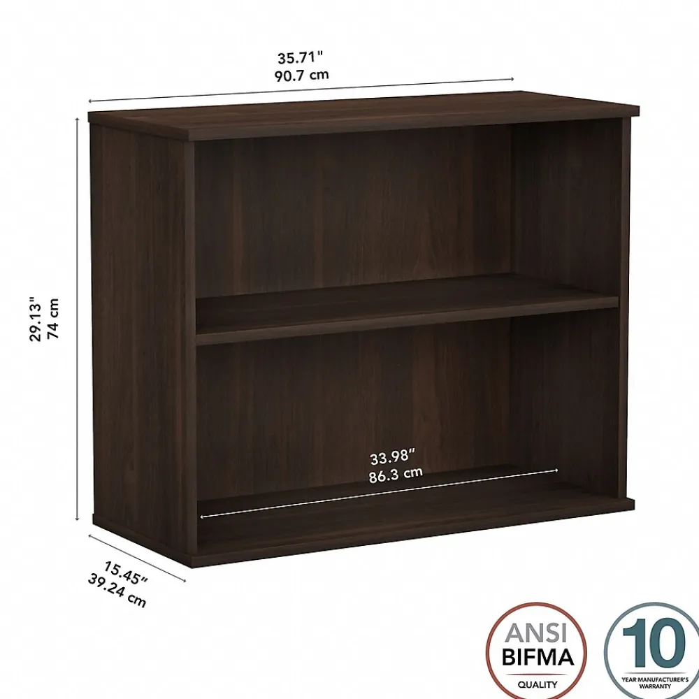 Bookcases*Bush Business Furniture 29"H 2-Shelf Bookcase with Adjustable Shelf, Black Walnut (BK3036BW)