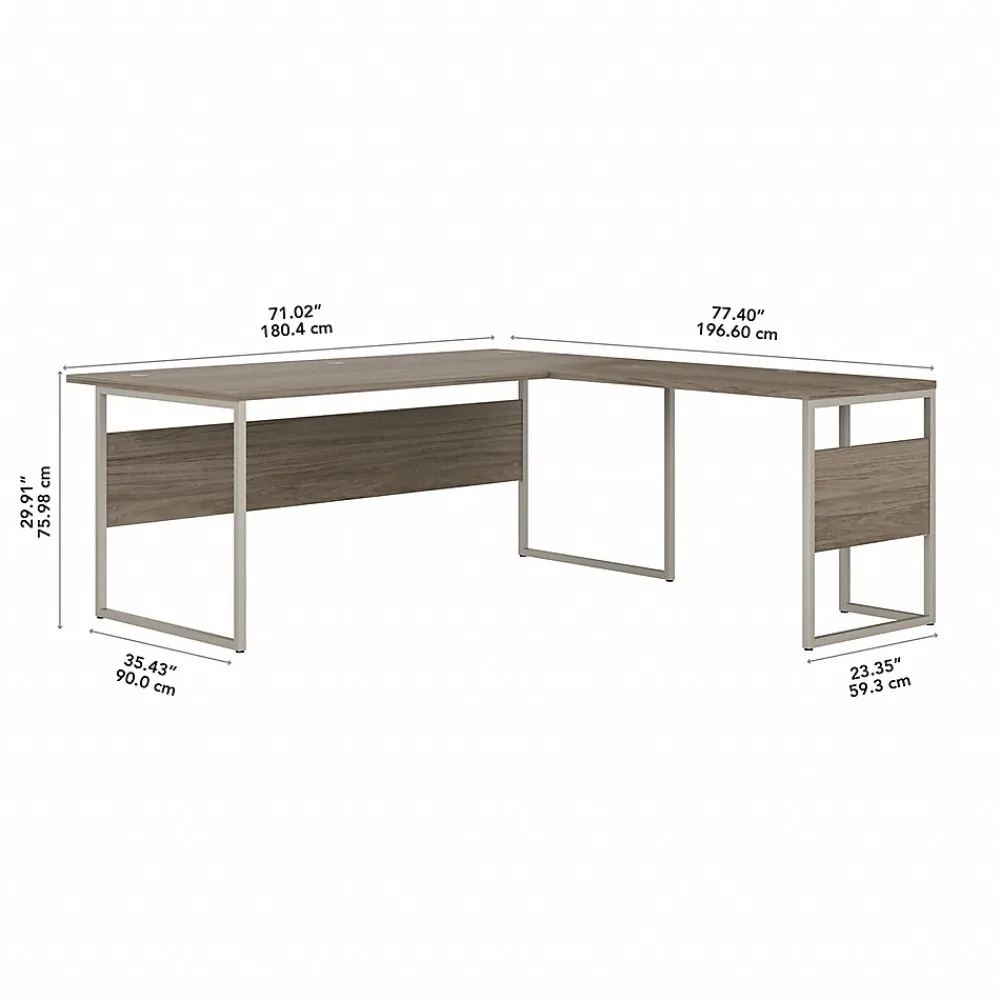 L-Desks*Bush Business Furniture Hybrid 72"W L Shaped Table Desk with Metal Legs, (HYB025MH) Modern Hickory