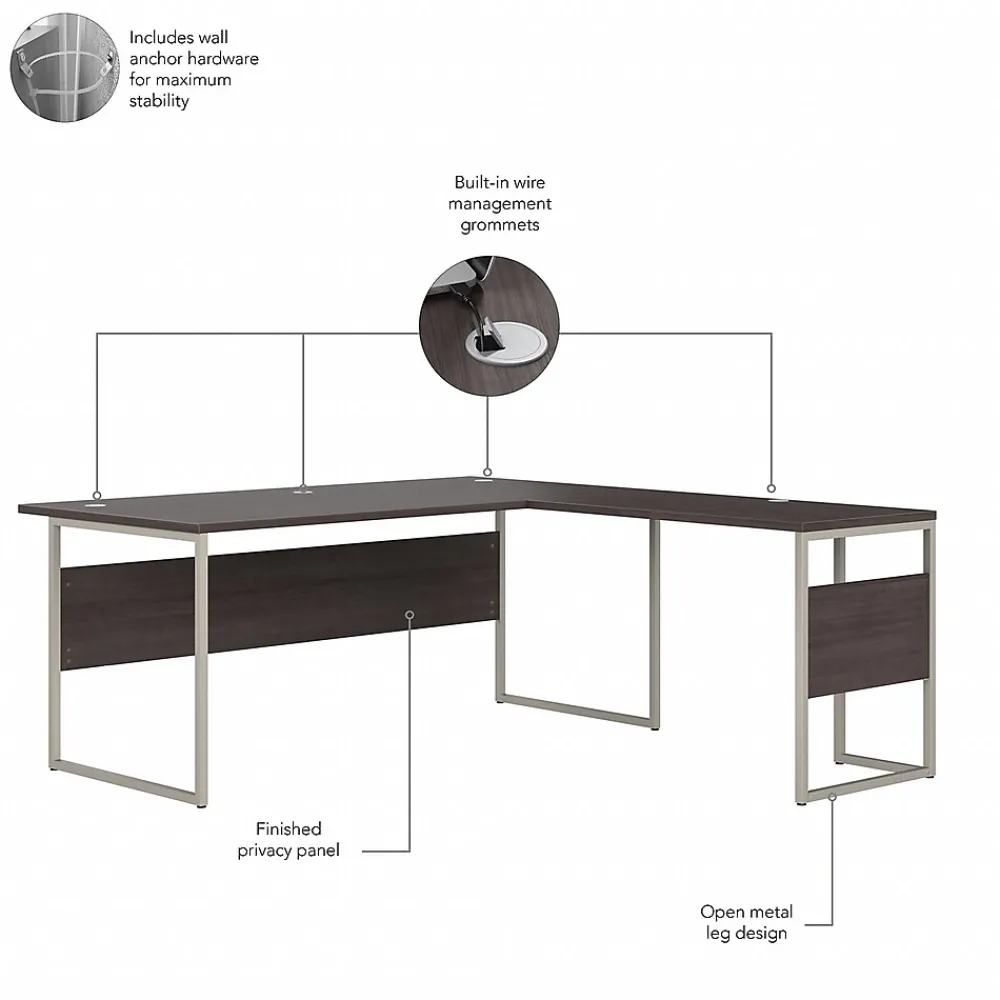 L-Desks*Bush Business Furniture Hybrid 72"W L Shaped Table Desk with Metal Legs, (HYB025SG) Storm Gray