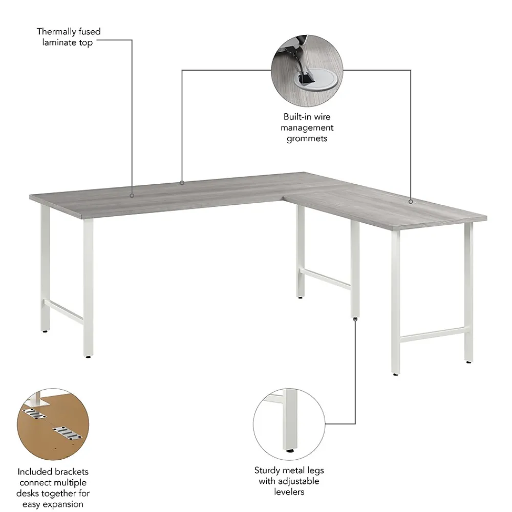 L-Desks*Bush Business Furniture Hustle 72"W L Shaped Computer Desk with Metal Legs, Platinum Gray (HUS001PG)