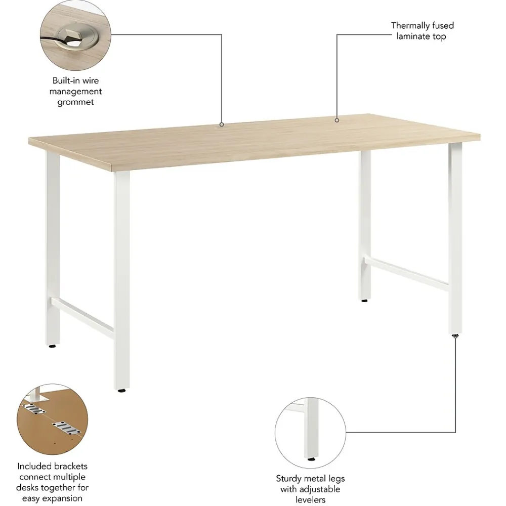 Office Desks*Bush Business Furniture Hustle 60"W Computer Desk with Metal Legs, Natural Elm (HUD160NE)