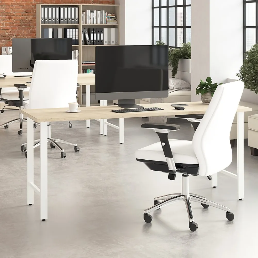 Office Desks*Bush Business Furniture Hustle 72"W Computer Desk with Metal Legs, Natural Elm (HUD172NE)