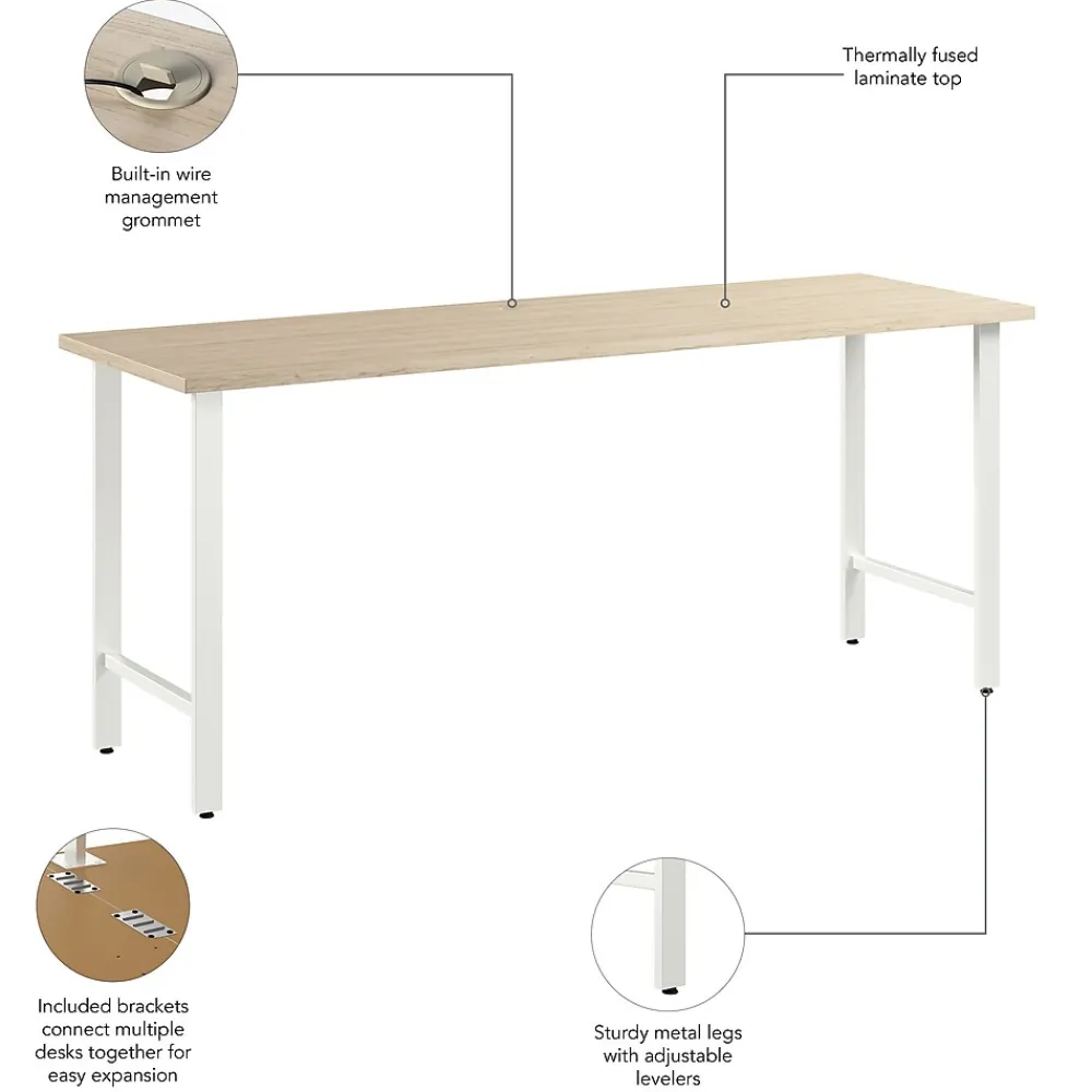 Office Desks*Bush Business Furniture Hustle 72"W Computer Desk with Metal Legs, Natural Elm (HUD172NE)