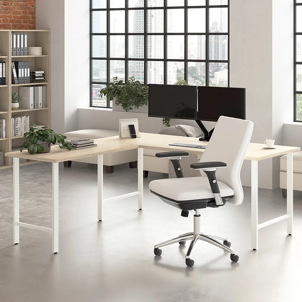 Office Desks*Bush Business Furniture Hustle 72"W L Shaped Computer Desk with Metal Legs, Natural Elm (HUS001NE)