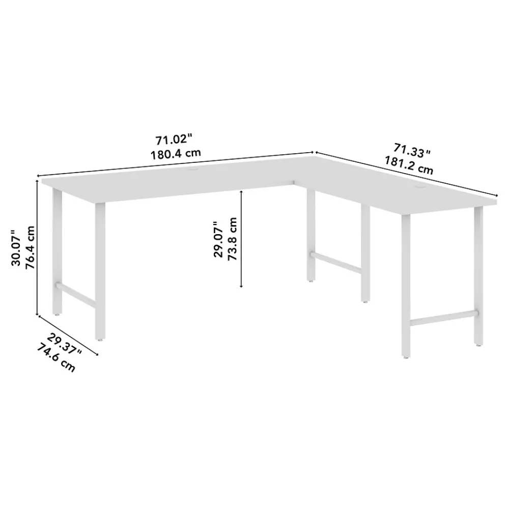Office Desks*Bush Business Furniture Hustle 72"W L Shaped Computer Desk with Metal Legs, Natural Elm (HUS001NE)
