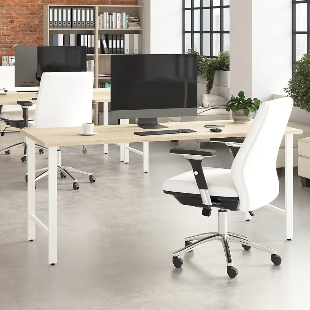 Office Desks*Bush Business Furniture Hustle 72"W Computer Desk with Metal Legs, Natural Elm (HUD272NE)