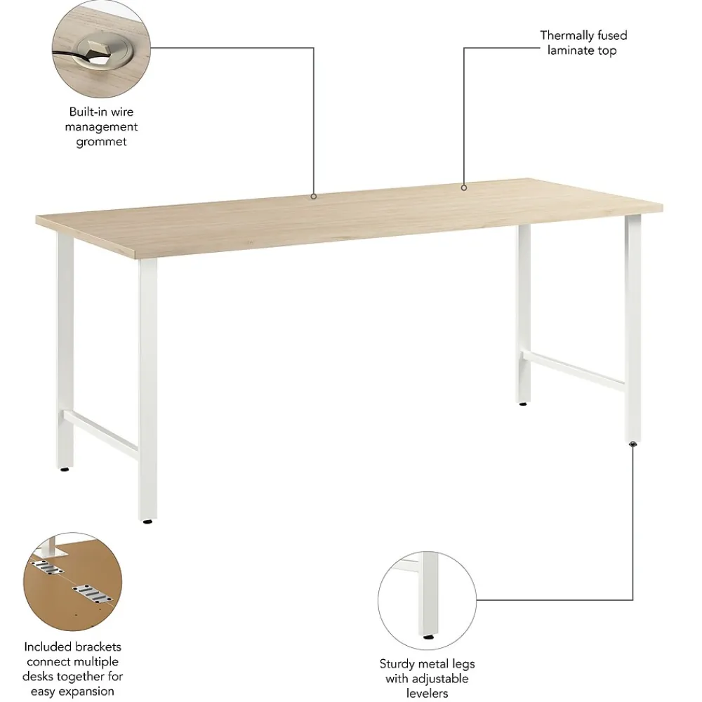 Office Desks*Bush Business Furniture Hustle 72"W Computer Desk with Metal Legs, Natural Elm (HUD272NE)