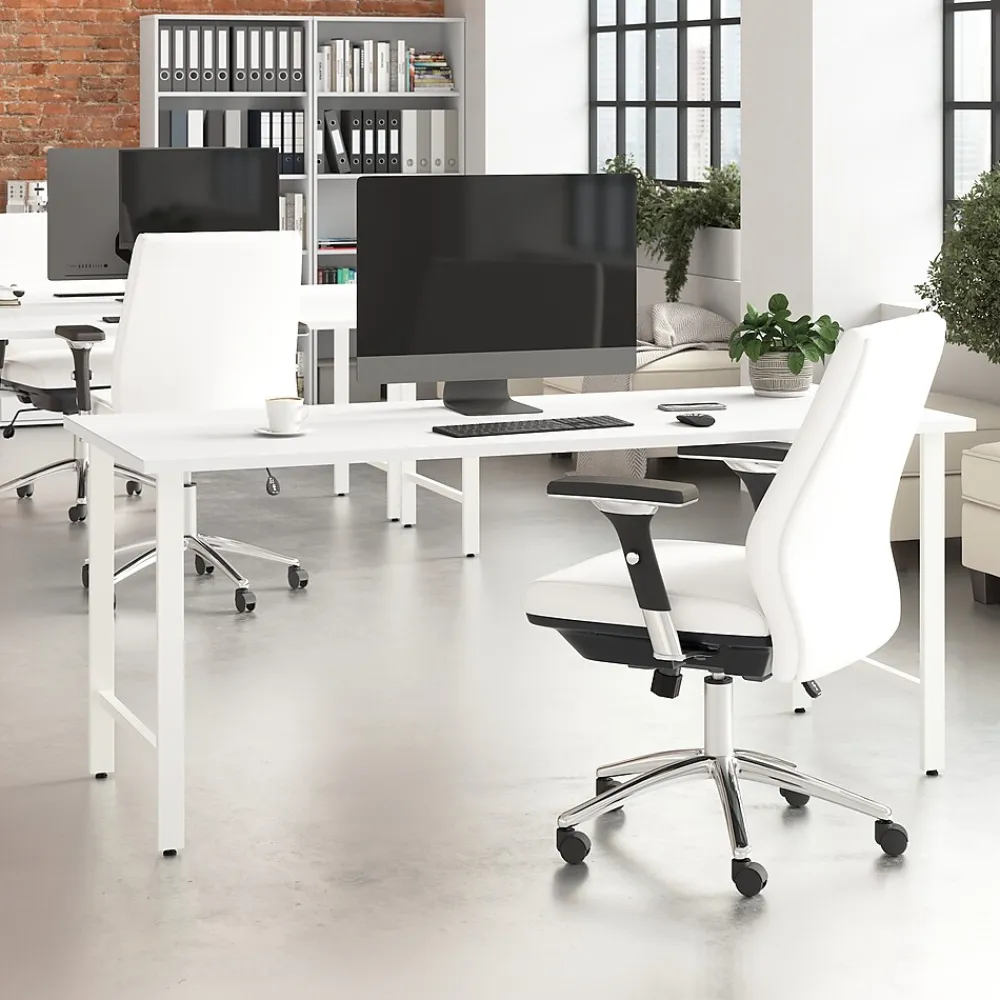 Corner Desks*Bush Business Furniture Hustle 72"W Computer Desk with Metal Legs, White (HUD272WH)