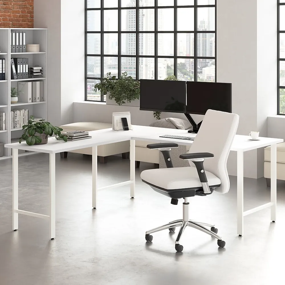 Corner Desks*Bush Business Furniture Hustle 72"W Computer Desk with Metal Legs, White (HUD272WH)