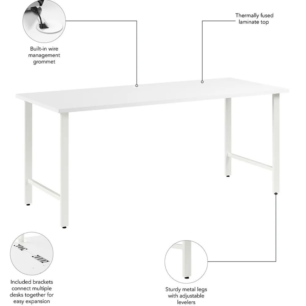 Corner Desks*Bush Business Furniture Hustle 72"W Computer Desk with Metal Legs, White (HUD272WH)