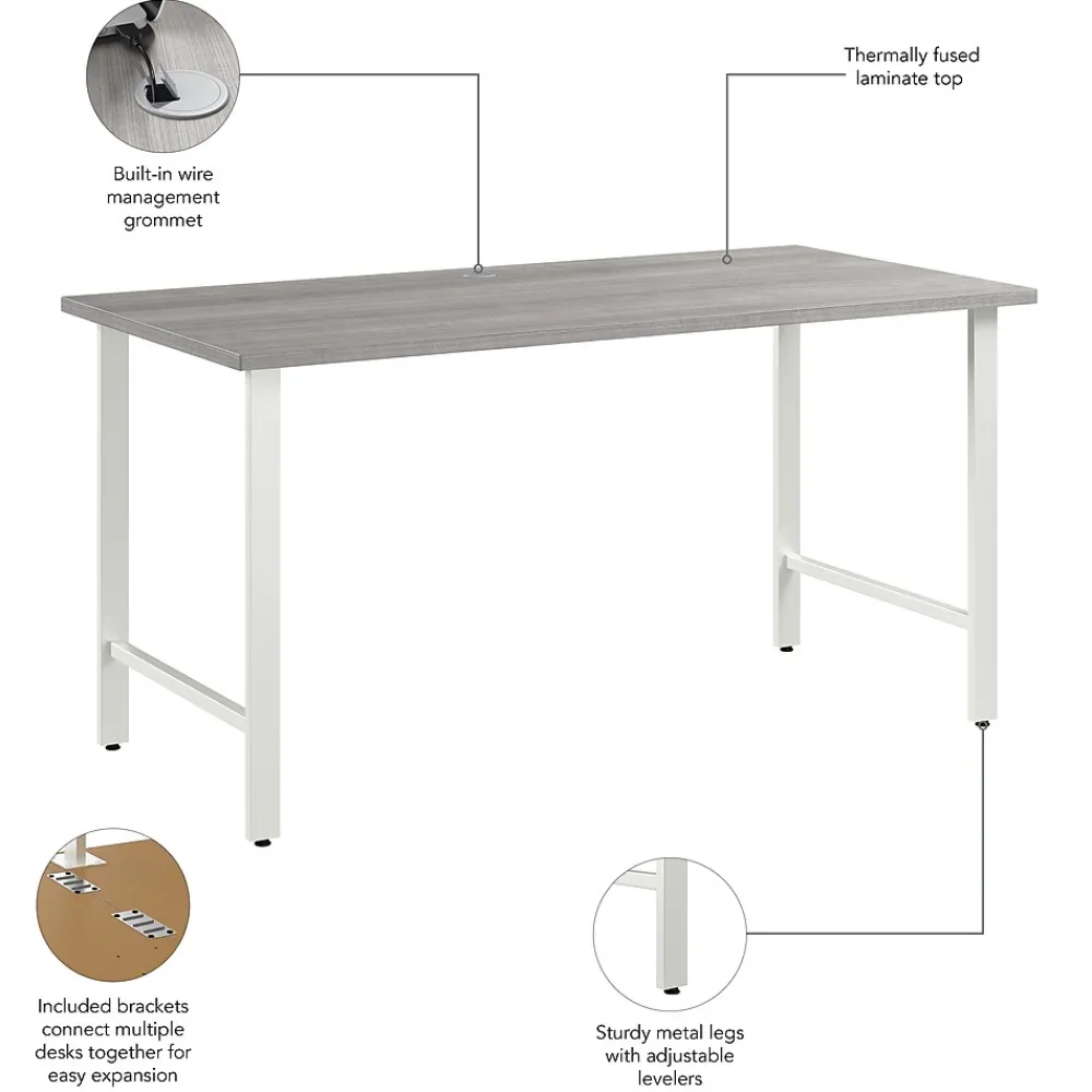 Office Desks*Bush Business Furniture Hustle 60"W Computer Desk with Metal Legs, Platinum Gray (HUD160PG)