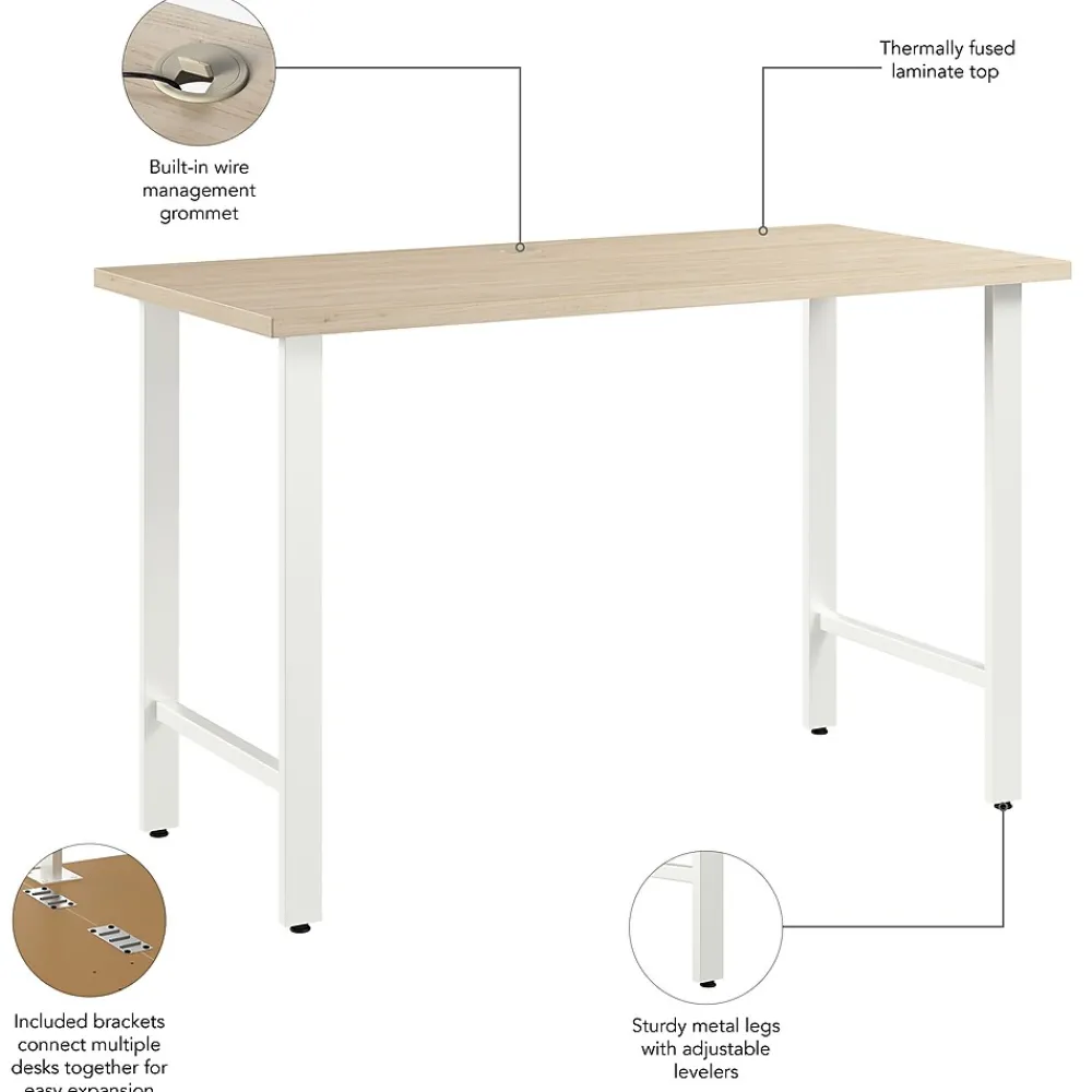 Office Desks*Bush Business Furniture Hustle 48"W Computer Desk with Metal Legs, Natural Elm (HUD148NE)