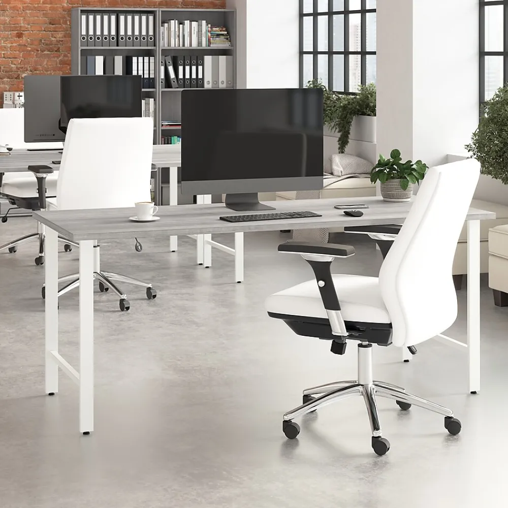 Office Desks*Bush Business Furniture Hustle 72"W Computer Desk with Metal Legs, Platinum Gray (HUD272PG)
