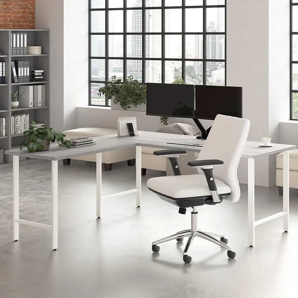 Office Desks*Bush Business Furniture Hustle 72"W Computer Desk with Metal Legs, Platinum Gray (HUD272PG)