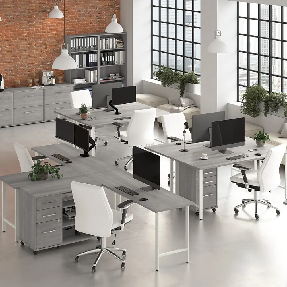 Office Desks*Bush Business Furniture Hustle 72"W Computer Desk with Metal Legs, Platinum Gray (HUD272PG)