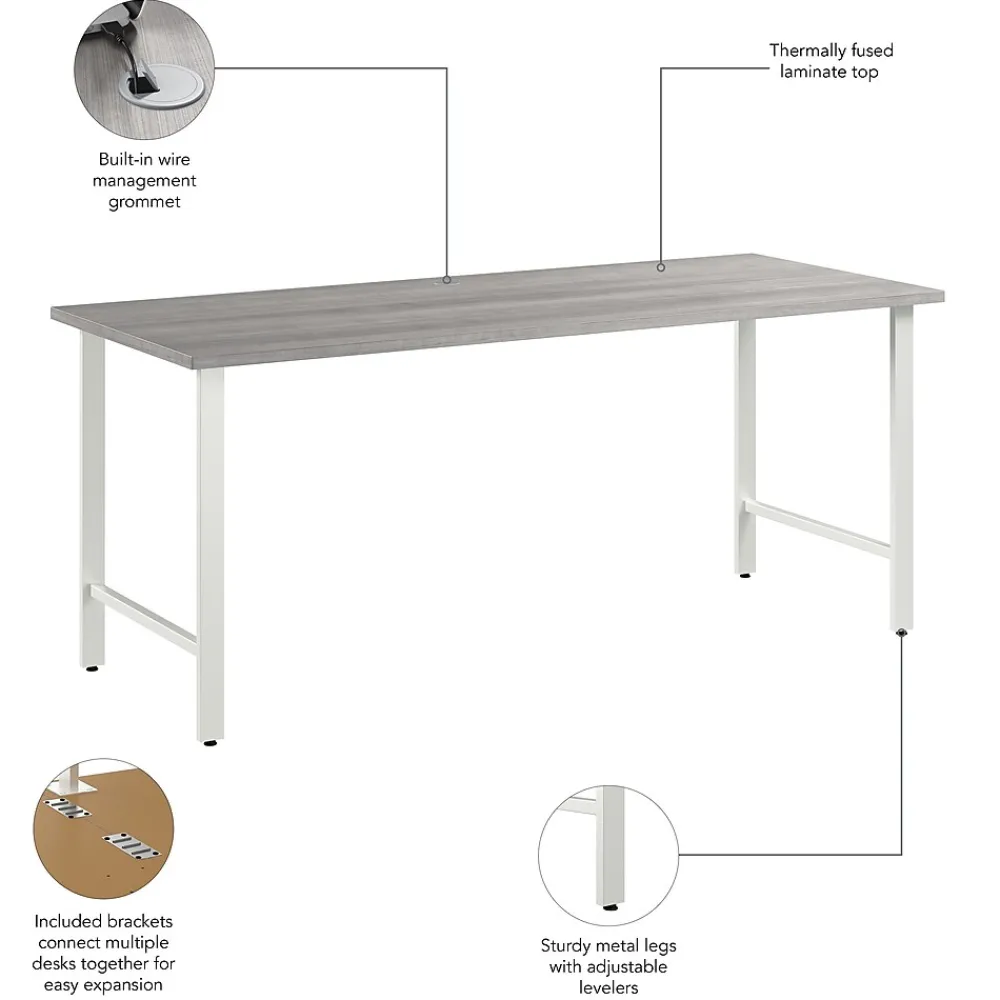 Office Desks*Bush Business Furniture Hustle 72"W Computer Desk with Metal Legs, Platinum Gray (HUD272PG)