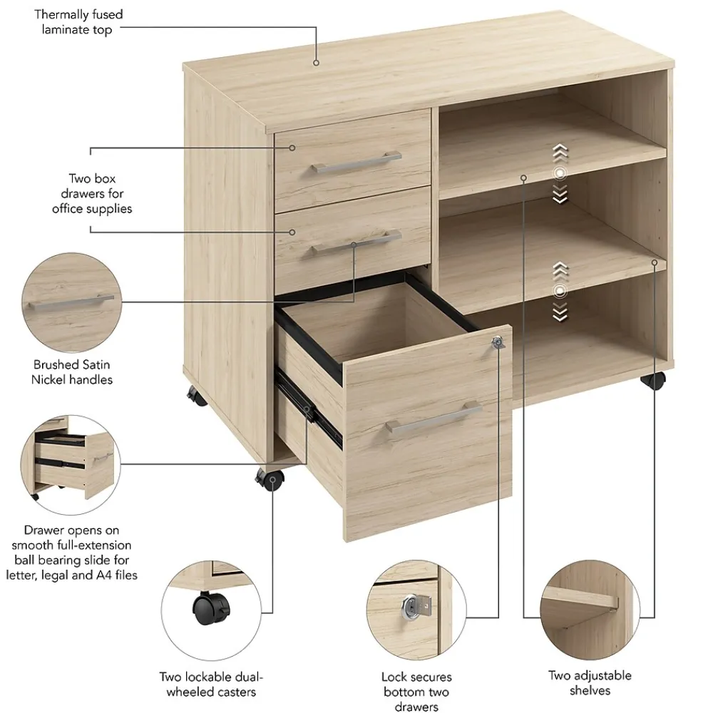 File Cabinets*Bush Business Furniture Hustle Office Storage Cabinet with Wheels, Natural Elm (HUF140NE)