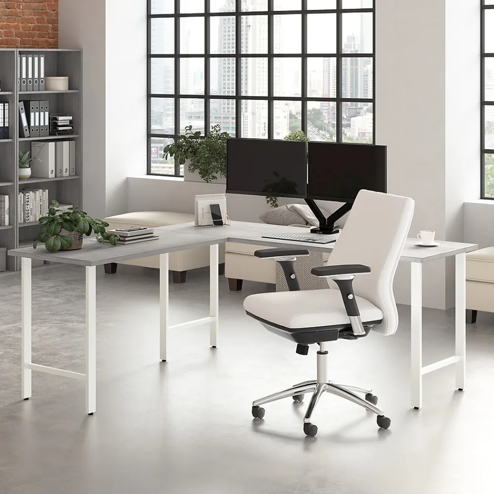 Office Desks*Bush Business Furniture Hustle 72"W Computer Desk with Metal Legs, Platinum Gray (HUD172PG)