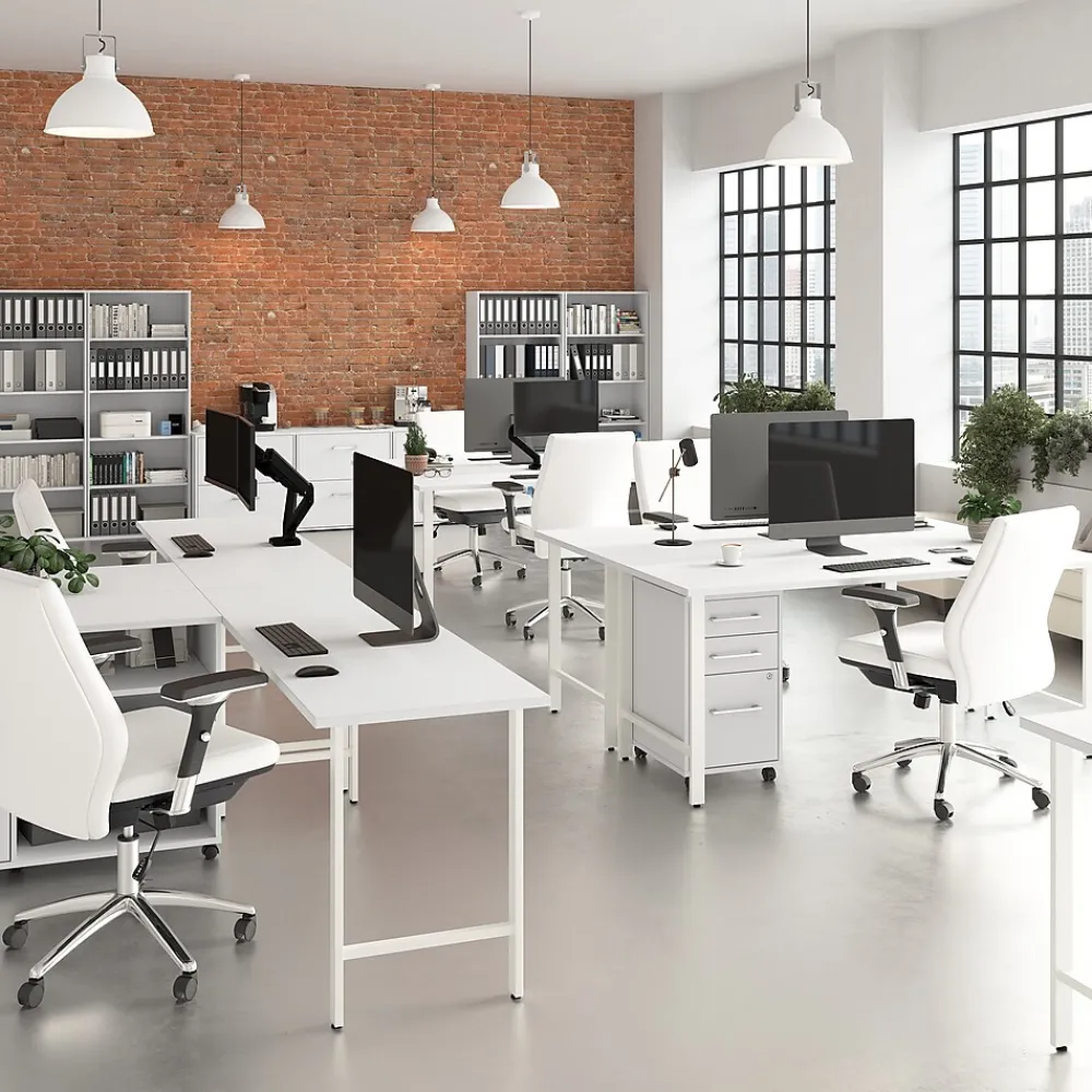 Office Desks*Bush Business Furniture Hustle 60"W Computer Desk with Metal Legs, White (HUD160WH)