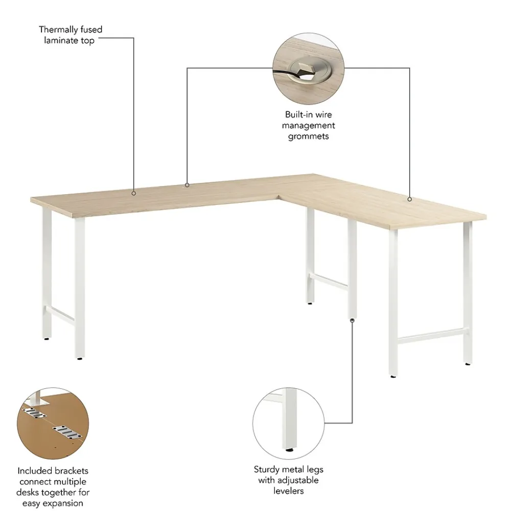 L-Desks*Bush Business Furniture Hustle 72"W L Shaped Computer Desk with Metal Legs, Natural Elm (HUS002NE)