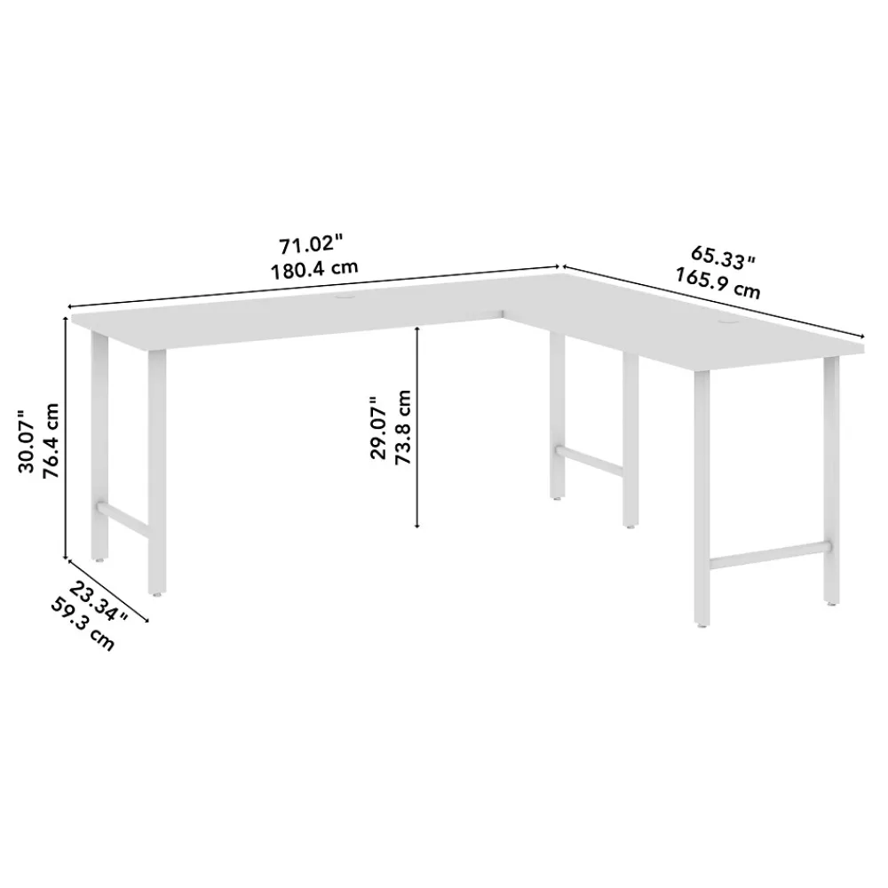 L-Desks*Bush Business Furniture Hustle 72"W L Shaped Computer Desk with Metal Legs, Natural Elm (HUS002NE)
