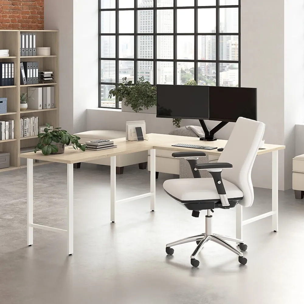 Office Desks*Bush Business Furniture Hustle 60"W L Shaped Computer Desk with Metal Legs, Natural Elm (HUS003NE)