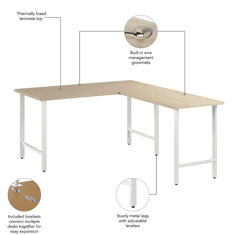 Office Desks*Bush Business Furniture Hustle 60"W L Shaped Computer Desk with Metal Legs, Natural Elm (HUS003NE)