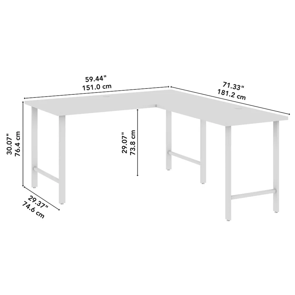 Office Desks*Bush Business Furniture Hustle 60"W L Shaped Computer Desk with Metal Legs, Natural Elm (HUS003NE)