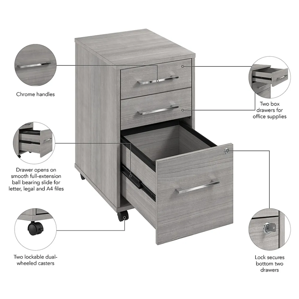 File Cabinets*Bush Business Furniture Hustle 3 Drawer Mobile File Cabinet, Platinum Gray (HUF116PG)