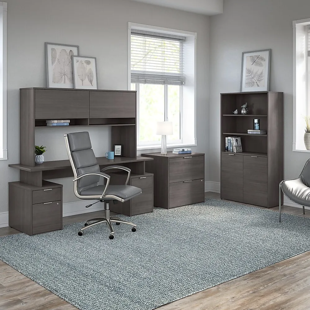 Bookcases*Bush Business Furniture Jamestown 66.12"H 5-Shelf Bookcase with Adjustable Shelves, Storm Gray Laminated Wood (JTB136SG)