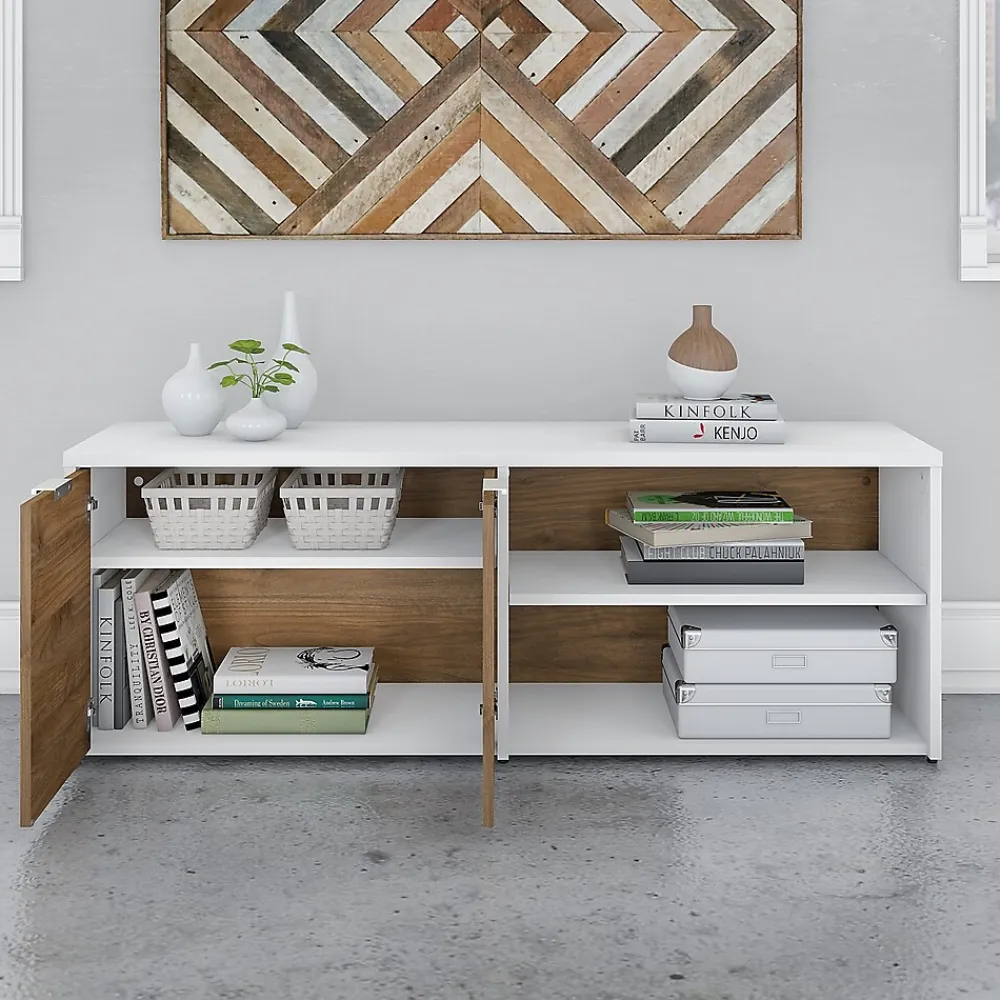 Storage Cabinets*Bush Business Furniture Jamestown 21.2" Low Storage Cabinet with 4 Shelves, Fresh Walnut/White (JTS160FWWH)