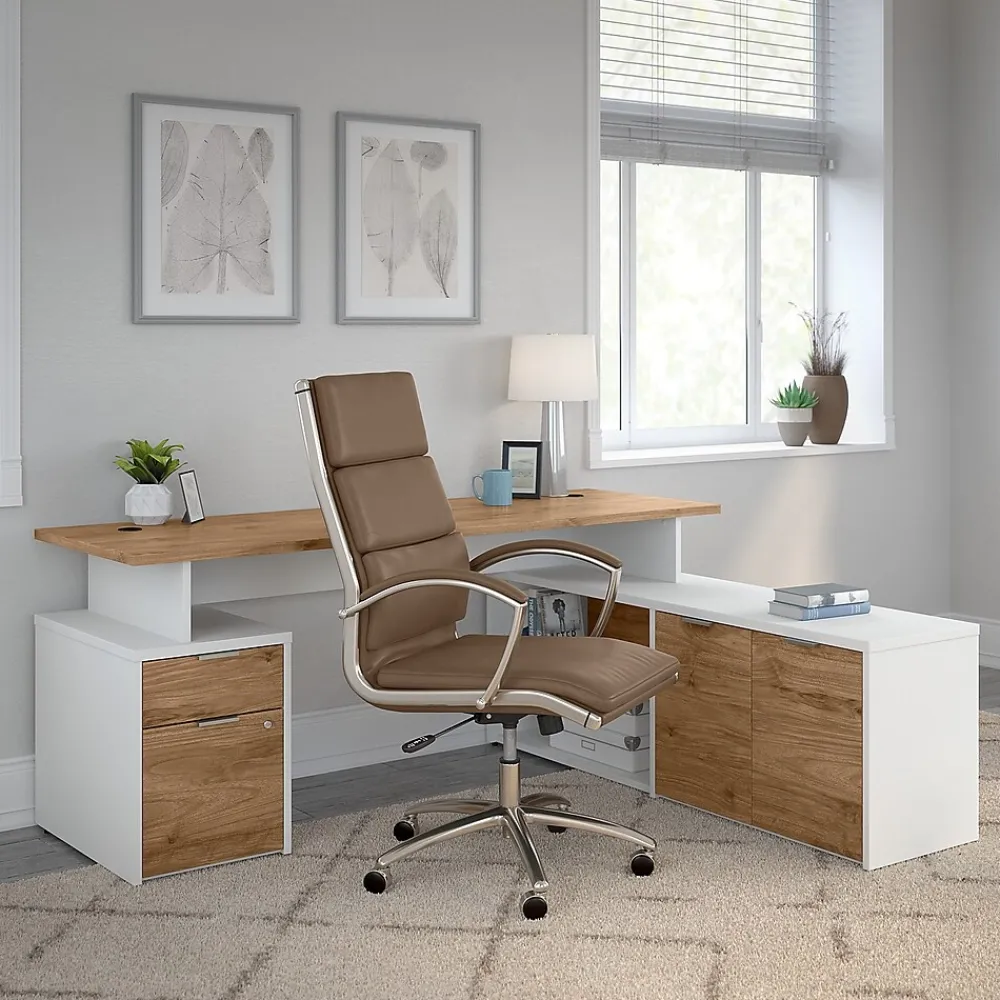 Storage Cabinets*Bush Business Furniture Jamestown 21.2" Low Storage Cabinet with 4 Shelves, Fresh Walnut/White (JTS160FWWH)
