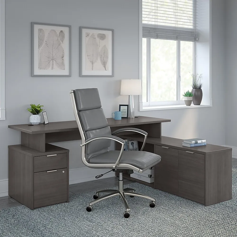 Storage Cabinets*Bush Business Furniture Jamestown 21.2" Low Storage Cabinet with 4 Shelves, Storm Gray (JTS160SG)