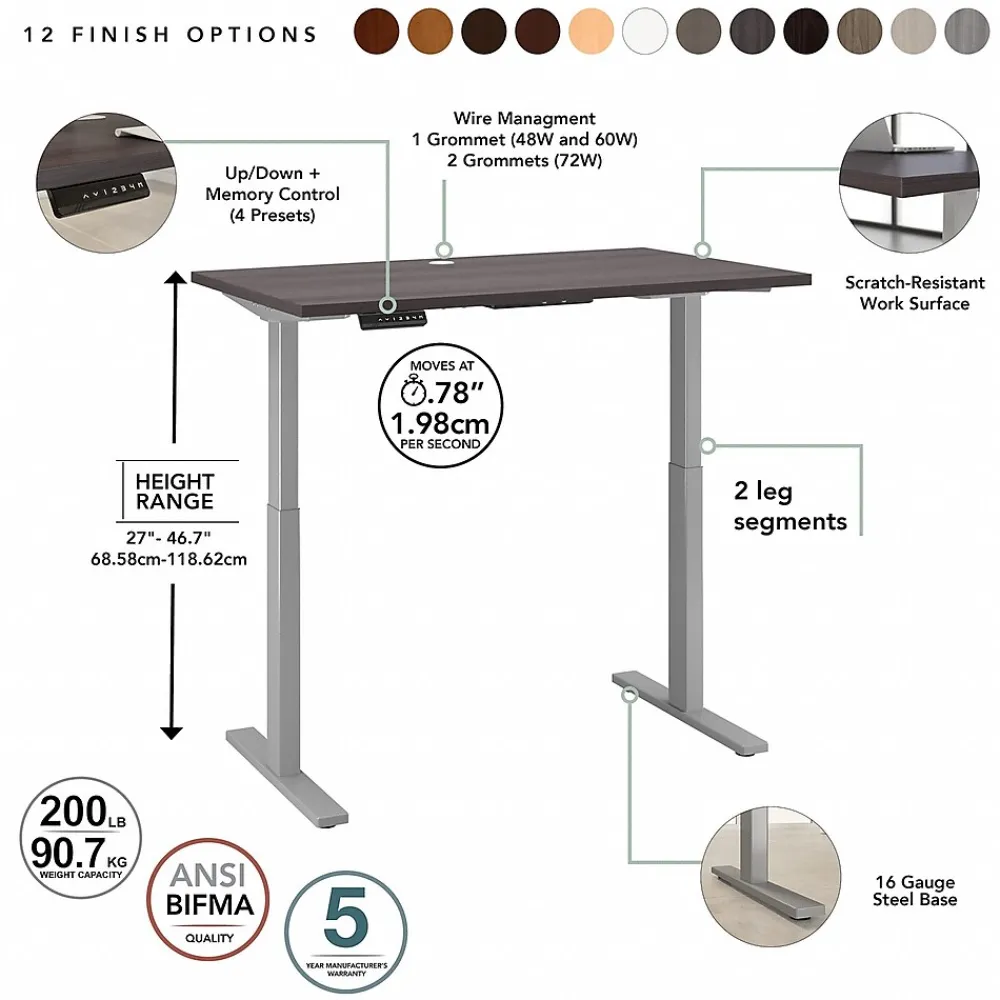 Standing Desks*Bush Business Furniture Move 60 Series 60"W Electric Height Adjustable Standing Desk, Storm Gray (M6S6030SGSK)