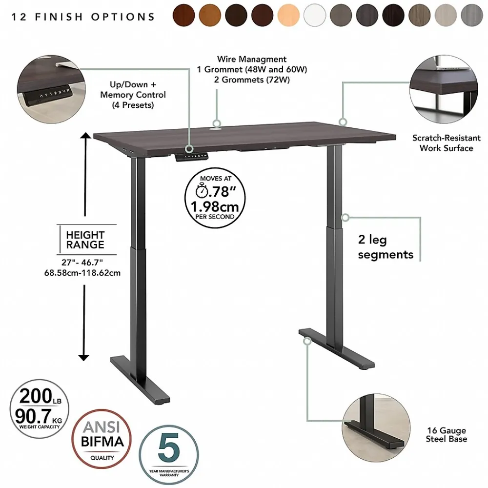 Standing Desks*Bush Business Furniture Move 60 Series 72"W Electric Height Adjustable Standing Desk, Storm Gray (M6S7230SGBK)