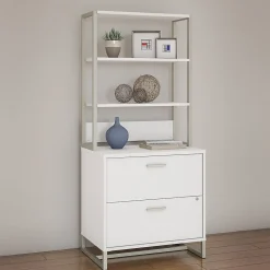 File Cabinets*Bush Business Furniture Method 2 Drawer Lateral File Cabinet with Hutch, White (MTH012WHSU)