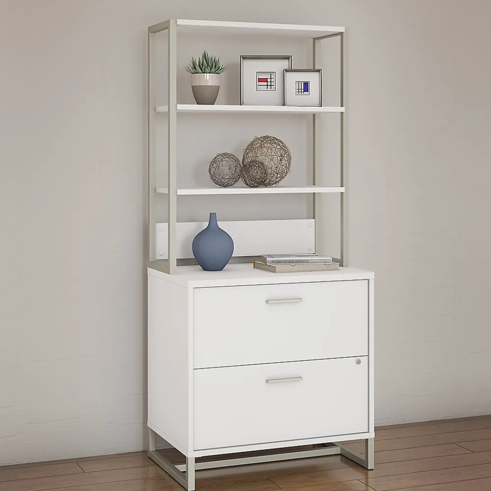 File Cabinets*Bush Business Furniture Method 2 Drawer Lateral File Cabinet with Hutch, White (MTH012WHSU)