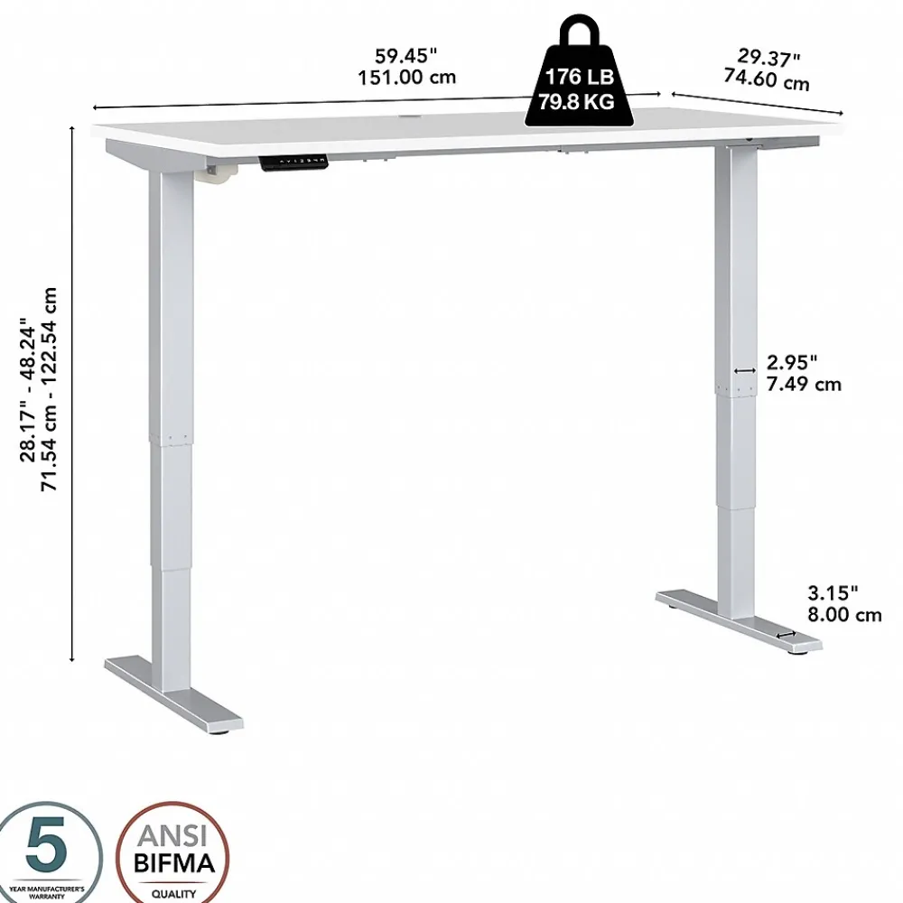 Standing Desks*Bush Business Furniture Move 40 Series 60"W Electric Height Adjustable Standing Desk, White/Cool Gray Metallic (M4S6030WHSK)