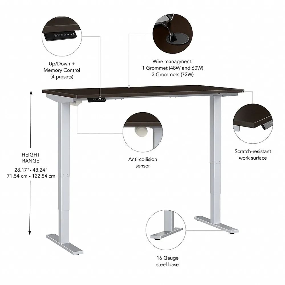 Standing Desks*Bush Business Furniture Move 40 Series 72"W Electric Height Adjustable Standing Desk, Mocha Cherry/Cool Gray (M4S7230MRSK)