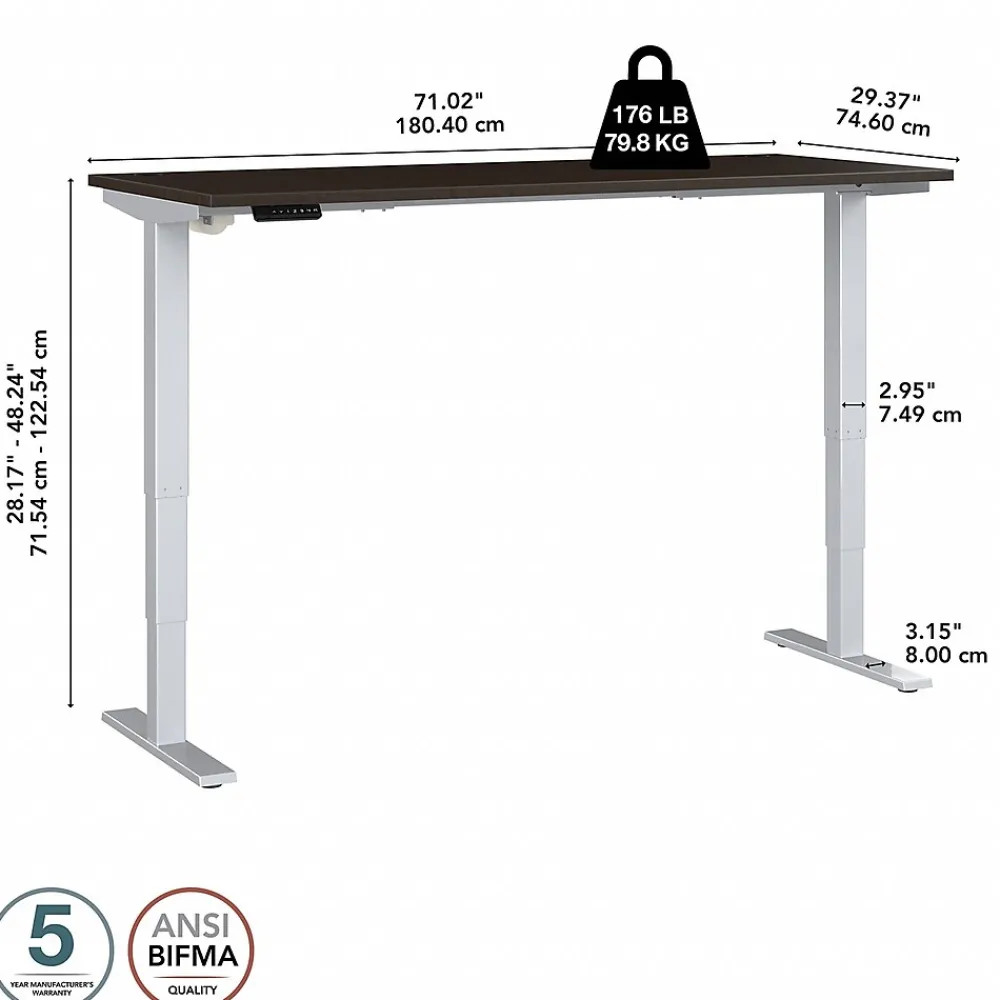 Standing Desks*Bush Business Furniture Move 40 Series 72"W Electric Height Adjustable Standing Desk, Mocha Cherry/Cool Gray (M4S7230MRSK)