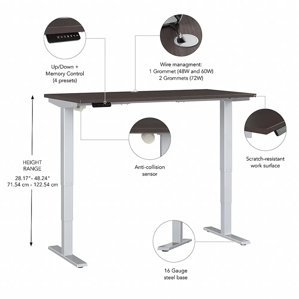 Standing Desks*Bush Business Furniture Move 40 Series 48"W Electric Adjustable Standing Desk, Storm Gray/Cool Gray Metallic (M4S4824SGSK)